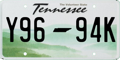 TN license plate Y9694K