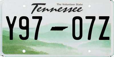 TN license plate Y9707Z