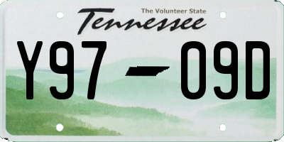 TN license plate Y9709D