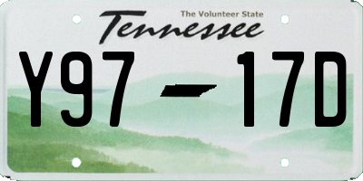 TN license plate Y9717D