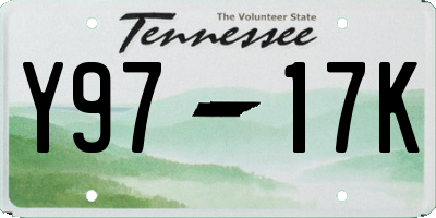 TN license plate Y9717K