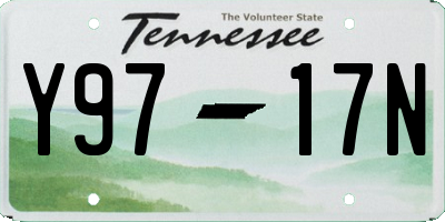TN license plate Y9717N
