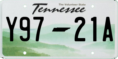 TN license plate Y9721A