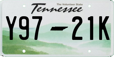 TN license plate Y9721K