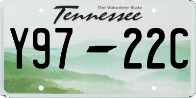 TN license plate Y9722C
