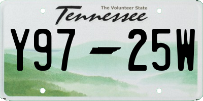 TN license plate Y9725W