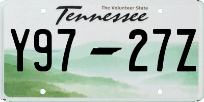 TN license plate Y9727Z