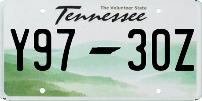 TN license plate Y9730Z