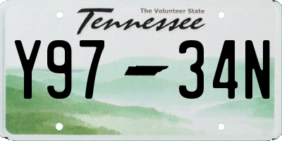 TN license plate Y9734N
