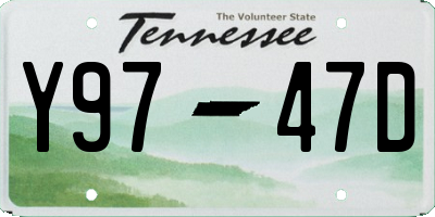 TN license plate Y9747D