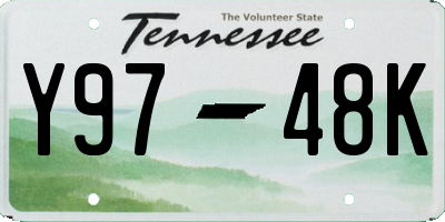 TN license plate Y9748K
