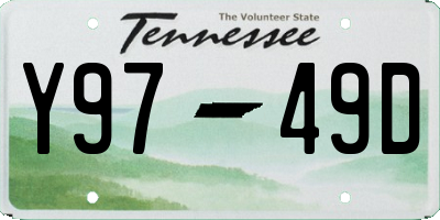 TN license plate Y9749D