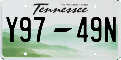 TN license plate Y9749N