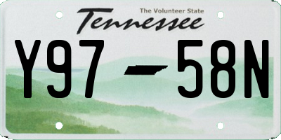 TN license plate Y9758N