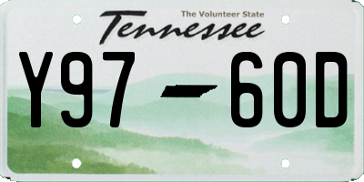 TN license plate Y9760D