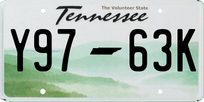 TN license plate Y9763K