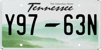 TN license plate Y9763N