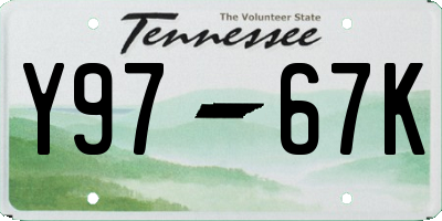 TN license plate Y9767K