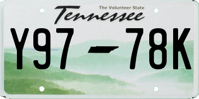 TN license plate Y9778K