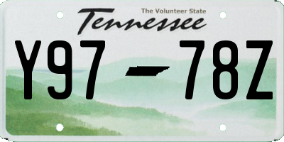 TN license plate Y9778Z