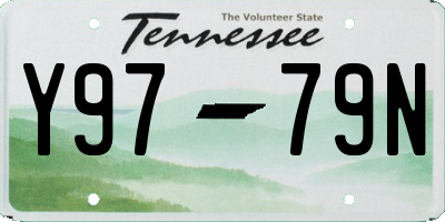 TN license plate Y9779N