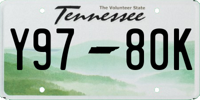 TN license plate Y9780K