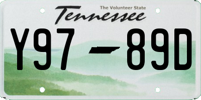 TN license plate Y9789D