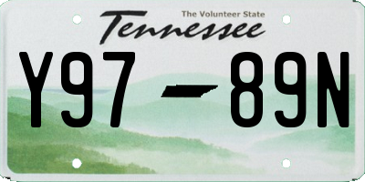 TN license plate Y9789N