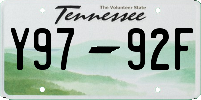 TN license plate Y9792F