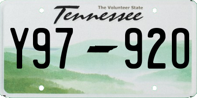 TN license plate Y9792O