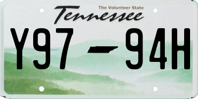 TN license plate Y9794H