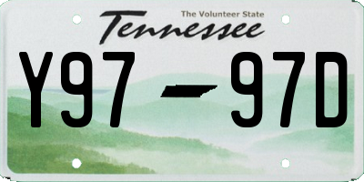 TN license plate Y9797D