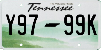 TN license plate Y9799K