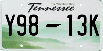 TN license plate Y9813K