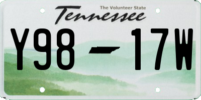 TN license plate Y9817W