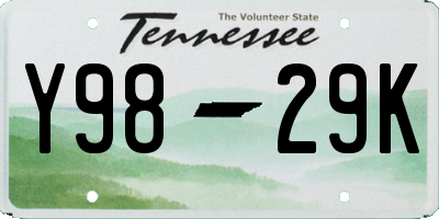 TN license plate Y9829K