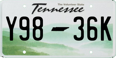 TN license plate Y9836K