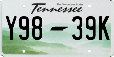 TN license plate Y9839K