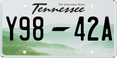 TN license plate Y9842A