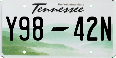 TN license plate Y9842N