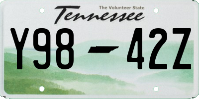 TN license plate Y9842Z