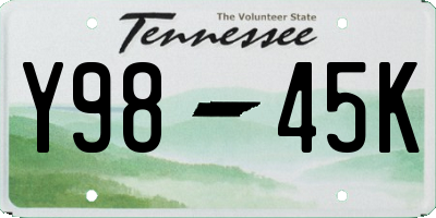 TN license plate Y9845K