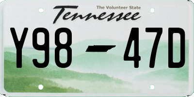 TN license plate Y9847D