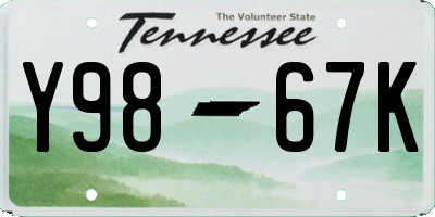 TN license plate Y9867K