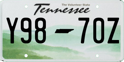 TN license plate Y9870Z