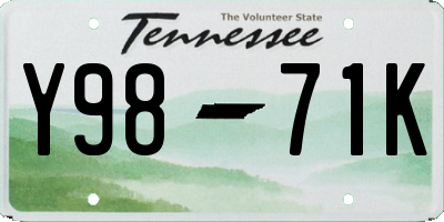 TN license plate Y9871K