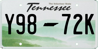 TN license plate Y9872K