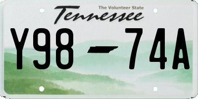 TN license plate Y9874A
