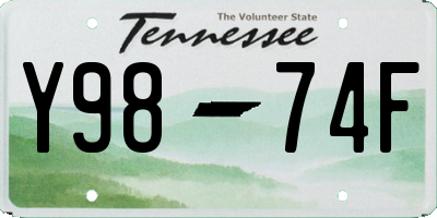 TN license plate Y9874F
