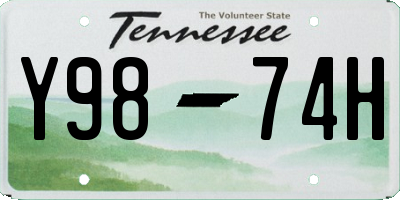 TN license plate Y9874H